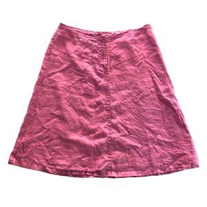 Bubblegum Pink Linen High Waisted A Line Summer Mini Skirt H&M LOGG SZ 6